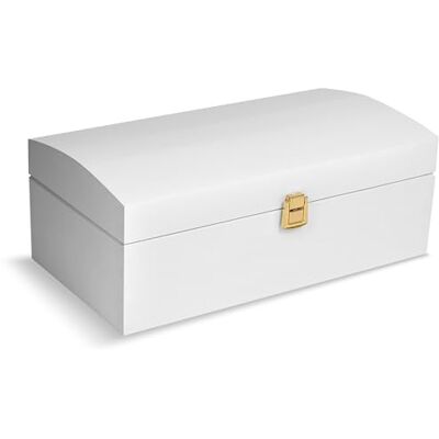 Creative Grande Coffre Boite Rangement Noel en Bois Blanche 34,5 x 18 x 13,8 cm avec Fermoir et Couvercle Courbé Caisse pour Jouet, Outil, Bijoux, Objet Malle Boîte à Décorer Noël - Publicité Creative Grande Coffre Boite Rangement Noel en Bois Blanche 34,5 x 18 x 13,8 cm avec Fermoir et Couvercle Courbé Caisse pour Jouet, Outil, Bijoux, Objet Malle Boîte à Décorer Noël - Publicité