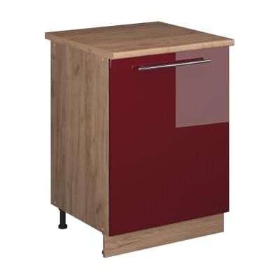 Vicco Meuble Bas de Cuisine Fame-Line, Rouge Bordeaux Haute Brillance/Chêne de Force doré, 60cm 1 Porte avec Plan de Travail - Publicité Vicco Meuble Bas de Cuisine Fame-Line, Rouge Bordeaux Haute Brillance/Chêne de Force doré, 60cm 1 Porte avec Plan de Travail - Publicité