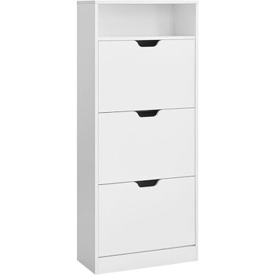 VASAGLE Meuble à Chaussures 3 Portes Battantes, Étagère à Chaussures, Compartiment Ouvert, Séparateur Réglable, 14 à 18 Paires, pour Petite Entrée, 24 x 60 x 139 cm, Blanc Nuage LBC046W01 - Publicité VASAGLE Meuble à Chaussures 3 Portes Battantes, Étagère à Chaussures, Compartiment Ouvert, Séparateur Réglable, 14 à 18 Paires, pour Petite Entrée, 24 x 60 x 139 cm, Blanc Nuage LBC046W01 - Publicité