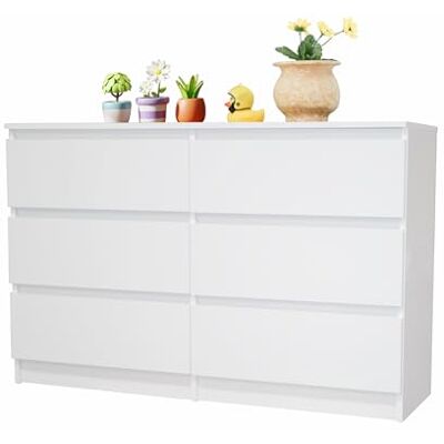 Home Collective Commode Blanche avec Six tiroirs, Couloir, Armoire, Buffet, Haute-Board, Largeur 120 cm, Hauteur 77 cm - Publicité Home Collective Commode Blanche avec Six tiroirs, Couloir, Armoire, Buffet, Haute-Board, Largeur 120 cm, Hauteur 77 cm - Publicité