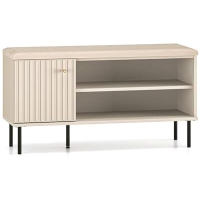 Selsey Caletto Armoire à Chaussures, 102 cm, avec siège, Banc à 2 Compartiments, Rangement à lamelles, Pieds Noirs, Beige - Publicité Selsey Caletto Armoire à Chaussures, 102 cm, avec siège, Banc à 2 Compartiments, Rangement à lamelles, Pieds Noirs, Beige - Publicité
