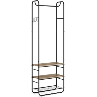 VASAGLE Portemanteau, Vestiaire, avec Étagère à Chaussures à 3 Niveaux, pour Entrée, Chambre, 58 x 28 x 181 cm, Style Scandinave, Noir d'Encre et Marron Camel HSR081K01 - Publicité VASAGLE Portemanteau, Vestiaire, avec Étagère à Chaussures à 3 Niveaux, pour Entrée, Chambre, 58 x 28 x 181 cm, Style Scandinave, Noir d'Encre et Marron Camel HSR081K01 - Publicité