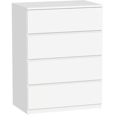 HOMCOM Commode 4 tiroirs, Meuble de Rangement étroit sans poignées, chiffonnier, Style Moderne, Commode pour Chambre à Coucher, Salon, Couloir, 60 x 40 x 80 cm, Blanc - Publicité HOMCOM Commode 4 tiroirs, Meuble de Rangement étroit sans poignées, chiffonnier, Style Moderne, Commode pour Chambre à Coucher, Salon, Couloir, 60 x 40 x 80 cm, Blanc - Publicité