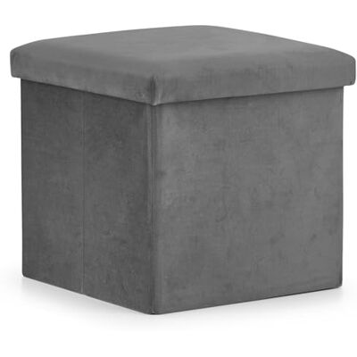 Home Collective Tabouret pliant 2 en 1 et espace de rangement M 30 x 30 x 30 cm Charge d'assise 80 kg 19 L Coffre de rangement en velours gris - Publicité Home Collective Tabouret pliant 2 en 1 et espace de rangement M 30 x 30 x 30 cm Charge d'assise 80 kg 19 L Coffre de rangement en velours gris - Publicité