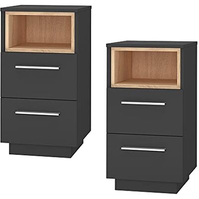 Vicco Table de Chevet Beatrice, Anthracite, Set de 2, pour Le Rangement Peu encombrant d’Objets à côté du lit - Publicité Vicco Table de Chevet Beatrice, Anthracite, Set de 2, pour Le Rangement Peu encombrant d’Objets à côté du lit - Publicité