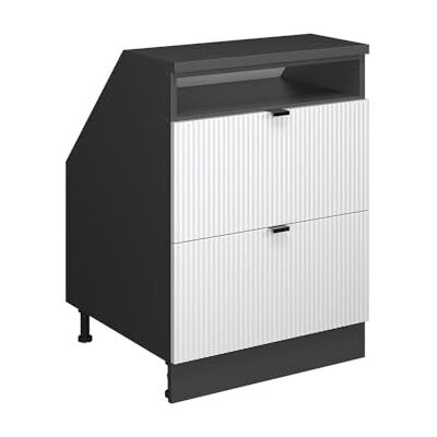 Vicco Meuble sous Pente R-Line, Blanc cannelé, 60cm 2 tiroirs, 60 cm de Profondeur, pour Une Combinaison Libre au Sein de systèmes de Cuisine modulaires - Publicité Vicco Meuble sous Pente R-Line, Blanc cannelé, 60cm 2 tiroirs, 60 cm de Profondeur, pour Une Combinaison Libre au Sein de systèmes de Cuisine modulaires - Publicité
