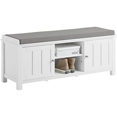 SoBuy Meuble à Chaussures Banc Rangement Chaussures avec Coussin Rembourré Meuble Bas d'Entrée avec 2 Compartiments Ouverts et 2 Portes, MDF Laqué Blanc, 105x35x43 cm, Capacité 120kg FSR35-W - Publicité SoBuy Meuble à Chaussures Banc Rangement Chaussures avec Coussin Rembourré Meuble Bas d'Entrée avec 2 Compartiments Ouverts et 2 Portes, MDF Laqué Blanc, 105x35x43 cm, Capacité 120kg FSR35-W - Publicité