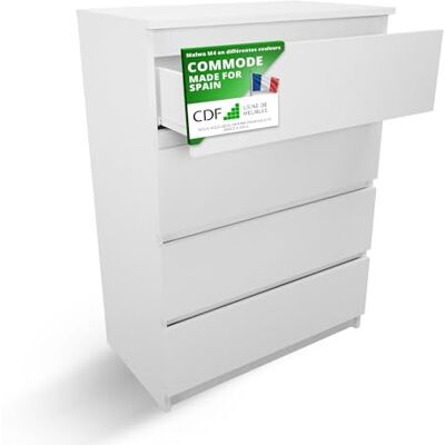CDF Commode 4 Tiroirs Commode Chambre Blanc Meuble Armoire de Rangement Spacieux pour Salon Bureau Spacieuse et Design Moderne Facile à Installer 40x70x97 cm Meuble à Vêtements - Publicité CDF Commode 4 Tiroirs Commode Chambre Blanc Meuble Armoire de Rangement Spacieux pour Salon Bureau Spacieuse et Design Moderne Facile à Installer 40x70x97 cm Meuble à Vêtements - Publicité