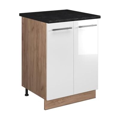 Vicco Meuble Bas sous-évier Fame-Line, Blanc Haute Brillance/Chêne de Force doré, 60cm, à Combiner avec d'autres modules de la série Fame-Line - Publicité Vicco Meuble Bas sous-évier Fame-Line, Blanc Haute Brillance/Chêne de Force doré, 60cm, à Combiner avec d'autres modules de la série Fame-Line - Publicité