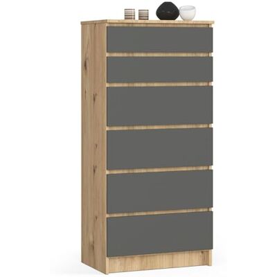 Home Collective Commode en chêne artisanal gris avec 6 tiroirs spacieux, 60 cm de large, 130 cm de haut, commode pour chambre à coucher, couloir, salon, organiseur avec tiroirs, buffet haut en bois - Publicité Home Collective Commode en chêne artisanal gris avec 6 tiroirs spacieux, 60 cm de large, 130 cm de haut, commode pour chambre à coucher, couloir, salon, organiseur avec tiroirs, buffet haut en bois - Publicité