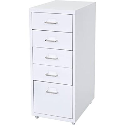 Décoshop26 Caisson à tiroirs Meuble de Rangement Bureau sur roulettes 69x28x41cm 5 tiroirs Acier Blanc 04_0004353 - Publicité Décoshop26 Caisson à tiroirs Meuble de Rangement Bureau sur roulettes 69x28x41cm 5 tiroirs Acier Blanc 04_0004353 - Publicité