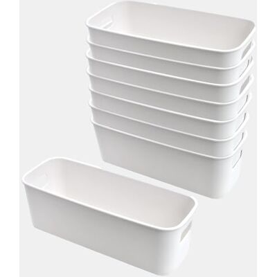 LEAZZLE 8pcs Boîtes de Rangement en Plastique,Panier de Rangement avec Poignées, Empilable Boîte Rangement Cuisine pour Placard, Bureau, Salle de Bain, Cosmétiques, Jouets - Publicité LEAZZLE 8pcs Boîtes de Rangement en Plastique,Panier de Rangement avec Poignées, Empilable Boîte Rangement Cuisine pour Placard, Bureau, Salle de Bain, Cosmétiques, Jouets - Publicité