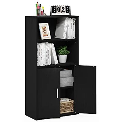 Furinno Pasir Bibliothèque de Rangement avec 2 étagères Ouvertes et 2 Portes, Chêne/Noir - Publicité Furinno Pasir Bibliothèque de Rangement avec 2 étagères Ouvertes et 2 Portes, Chêne/Noir - Publicité