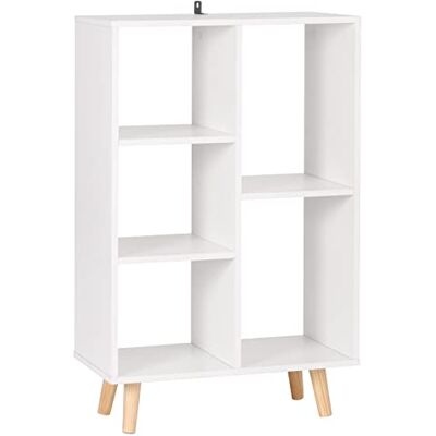 WOLTU Bibliothèque à 5 Niveaux, Étagère à Livres sur Pied en Panneaux de Paricules, Étagère de Rangement avec Pieds en Bois Massif pour Salon Chambre Bureau, Blanc, 60x95x30cm, SK011ws - Publicité WOLTU Bibliothèque à 5 Niveaux, Étagère à Livres sur Pied en Panneaux de Paricules, Étagère de Rangement avec Pieds en Bois Massif pour Salon Chambre Bureau, Blanc, 60x95x30cm, SK011ws - Publicité