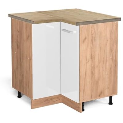 Vicco Meuble d'angle R-Line, Blanc Haute Brillance, 75.6cm, PT Chêne, pour Une Combinaison Libre au Sein de systèmes de Cuisine modulaires - Publicité Vicco Meuble d'angle R-Line, Blanc Haute Brillance, 75.6cm, PT Chêne, pour Une Combinaison Libre au Sein de systèmes de Cuisine modulaires - Publicité