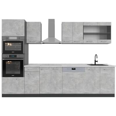 Vicco Cuisine R-Line, Béton, 300cm avec Armoire Haute, PT Marbre, adapté à la Combinaison et à l’Extension Individuelles - Publicité Vicco Cuisine R-Line, Béton, 300cm avec Armoire Haute, PT Marbre, adapté à la Combinaison et à l’Extension Individuelles - Publicité