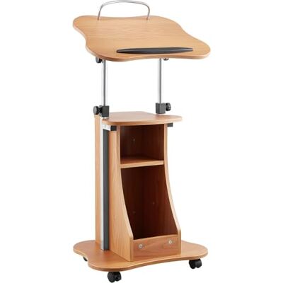 VEVOR Pupitre de Conférence 110 cm, Podium en Bois, Lutrin pour Présentation avec Roulettes Verrouillables, Large Surface de Lecture et Espace de Rangement Ouvert, Hauteur et Angle Réglables, Bureau - Publicité VEVOR Pupitre de Conférence 110 cm, Podium en Bois, Lutrin pour Présentation avec Roulettes Verrouillables, Large Surface de Lecture et Espace de Rangement Ouvert, Hauteur et Angle Réglables, Bureau - Publicité