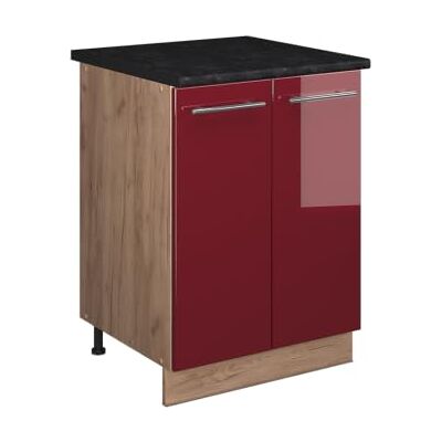 Vicco Meuble Bas sous-évier Fame-Line, Rouge Bordeaux Haute Brillance/Chêne de Force doré, 60cm, à Combiner avec d'autres modules de la série Fame-Line - Publicité Vicco Meuble Bas sous-évier Fame-Line, Rouge Bordeaux Haute Brillance/Chêne de Force doré, 60cm, à Combiner avec d'autres modules de la série Fame-Line - Publicité