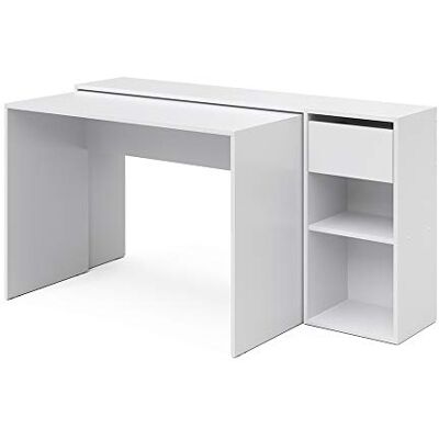 Vicco Bureau Ben, Blanc, 145x46.4cm, avec Surface de Travail et étagères Ouvertes pour l’Organisation - Publicité Vicco Bureau Ben, Blanc, 145x46.4cm, avec Surface de Travail et étagères Ouvertes pour l’Organisation - Publicité
