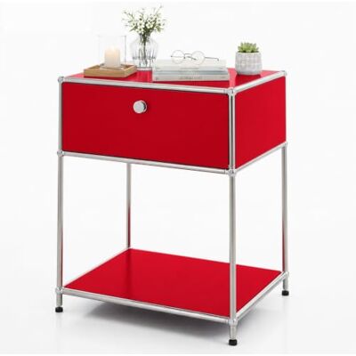 KARAT Étagère métallique Concept Epuré MK-139 Étagère d’appoint et de Rangement avec tiroir Table Compact et Moderne pour sdb Salon et Chambre L50 × P40 × H65 cm (Rouge) - Publicité KARAT Étagère métallique Concept Epuré MK-139 Étagère d’appoint et de Rangement avec tiroir Table Compact et Moderne pour sdb Salon et Chambre L50 × P40 × H65 cm (Rouge) - Publicité