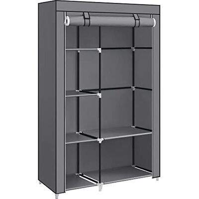 SONGMICS Armoire à Vêtements, Penderie, 1 Tringle à Vêtements, 6 Niveaux, Tissu Non-tissé, Cadre Métallique, 45 x 105 x 168 cm, pour Chambre, Couloir, Dressing, Gris RYG085G02 - Publicité SONGMICS Armoire à Vêtements, Penderie, 1 Tringle à Vêtements, 6 Niveaux, Tissu Non-tissé, Cadre Métallique, 45 x 105 x 168 cm, pour Chambre, Couloir, Dressing, Gris RYG085G02 - Publicité