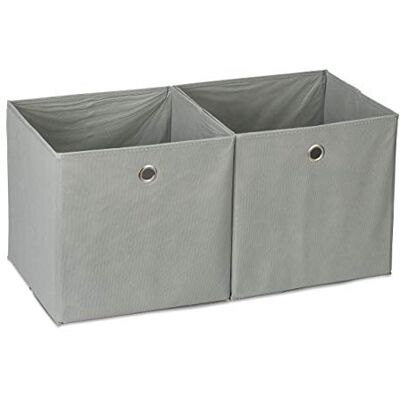 Relaxdays Lot de 2 boîtes de rangement en tissu carré pour étagère 30 x 30 x 30 cm Gris - Publicité Relaxdays Lot de 2 boîtes de rangement en tissu carré pour étagère 30 x 30 x 30 cm Gris - Publicité