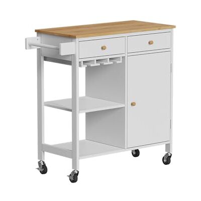 Vicco Chariot de Cuisine Trayz, Blanc, 89x87cm avec roulettes, avec Support pour Bouteilles et Porte-Verres à vin pour Une Utilisation Flexible - Publicité Vicco Chariot de Cuisine Trayz, Blanc, 89x87cm avec roulettes, avec Support pour Bouteilles et Porte-Verres à vin pour Une Utilisation Flexible - Publicité