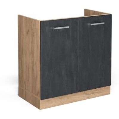 Vicco Meuble Bas sous-évier R-Line, Béton Noir, 80cm sans PT, pour Une Combinaison Libre au Sein de systèmes de Cuisine modulaires - Publicité Vicco Meuble Bas sous-évier R-Line, Béton Noir, 80cm sans PT, pour Une Combinaison Libre au Sein de systèmes de Cuisine modulaires - Publicité