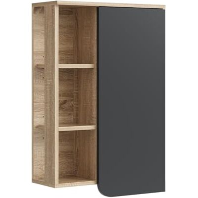 Vicco Armoire de Karen, Sonoma/Anthracite, 50x75cm avec Porte et Compartiments Ouverts, pour Montage Mural avec espaces de Rangement Ouverts et fermés - Publicité Vicco Armoire de Karen, Sonoma/Anthracite, 50x75cm avec Porte et Compartiments Ouverts, pour Montage Mural avec espaces de Rangement Ouverts et fermés - Publicité