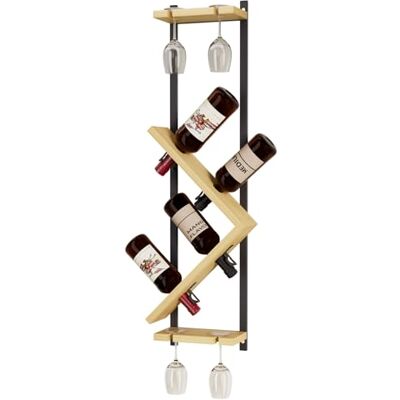 Yorbay Casier à Vin Mural en Bois: Casier à Bouteilles avec Structure Métallique pour 4 Bouteilles et 4 Verres Rangement Bouteille de Vin Fin avec Porte-Verres pour Salon Bar Cuisine - Publicité Yorbay Casier à Vin Mural en Bois: Casier à Bouteilles avec Structure Métallique pour 4 Bouteilles et 4 Verres Rangement Bouteille de Vin Fin avec Porte-Verres pour Salon Bar Cuisine - Publicité