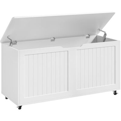 WOLTU Banc de Rangement à roulettes, 100 x 50,5 x 40 cm, Coffre de Rangement avec Couvercle Rabattable à Charnières, pour Chambre, Entrée, Salon, Blanc - Publicité WOLTU Banc de Rangement à roulettes, 100 x 50,5 x 40 cm, Coffre de Rangement avec Couvercle Rabattable à Charnières, pour Chambre, Entrée, Salon, Blanc - Publicité