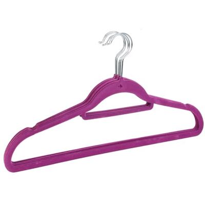 Linnea Lot de 5 Cintres avec Barre floqué Velours Violet - Publicité Linnea Lot de 5 Cintres avec Barre floqué Velours Violet - Publicité