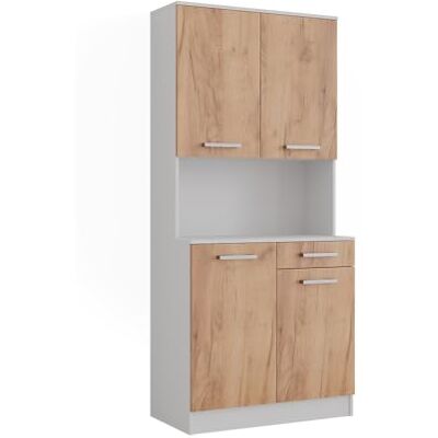 Vicco Buffet de Cuisine Raul, Chêne Blanc/Force de l'or, 83.6x188.5cm avec 4 Portes & 1 tiroir, avec Plateau Ouvert pour appareils et Compatible avec modules complémentaires - Publicité Vicco Buffet de Cuisine Raul, Chêne Blanc/Force de l'or, 83.6x188.5cm avec 4 Portes & 1 tiroir, avec Plateau Ouvert pour appareils et Compatible avec modules complémentaires - Publicité