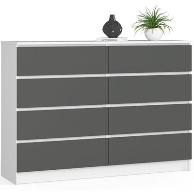 AKORD Commode K-140 avec 8 tiroirs Commode Classique pour La Chambre, Salon Meuble de Rangement L60 x H57 x P35 cm Poids 26 kgGris - Publicité AKORD Commode K-140 avec 8 tiroirs Commode Classique pour La Chambre, Salon Meuble de Rangement L60 x H57 x P35 cm Poids 26 kgGris - Publicité