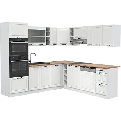 Vicco Cuisine en Angle R-Line, Blanc Campagne, 247x60cm, PT Chêne, pour Une Disposition Flexible et Une Extension modulaire - Publicité Vicco Cuisine en Angle R-Line, Blanc Campagne, 247x60cm, PT Chêne, pour Une Disposition Flexible et Une Extension modulaire - Publicité