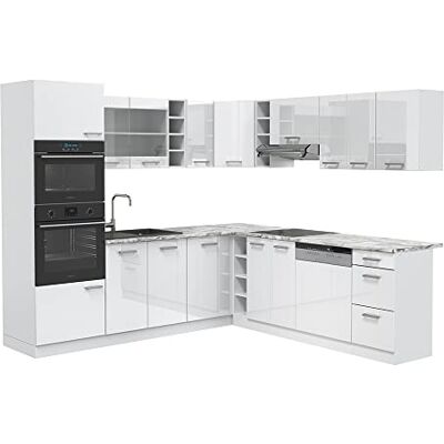 Vicco Cuisine en Angle R-Line, Blanc Haute Brillance, 247x60cm, PT Marbre, pour Une Disposition Flexible et Une Extension modulaire - Publicité Vicco Cuisine en Angle R-Line, Blanc Haute Brillance, 247x60cm, PT Marbre, pour Une Disposition Flexible et Une Extension modulaire - Publicité