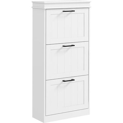 HOMCOM Meuble à Chaussures 15 Paires, Armoire à Chaussures étroite Moderne avec 3 tiroirs rabattables et étagères réglables, pour Couloir et entrée, 54 x 24 x 117,5 cm, Blanc - Publicité HOMCOM Meuble à Chaussures 15 Paires, Armoire à Chaussures étroite Moderne avec 3 tiroirs rabattables et étagères réglables, pour Couloir et entrée, 54 x 24 x 117,5 cm, Blanc - Publicité
