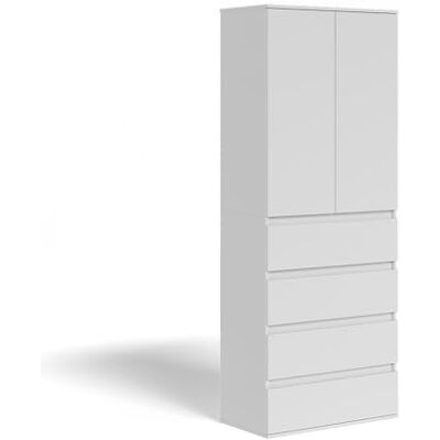 Vicco Armoire à vêtements Claus, Blanc, 74x191.5cm avec 4 tiroirs, pour Le Rangement de vêtements et Textiles - Publicité Vicco Armoire à vêtements Claus, Blanc, 74x191.5cm avec 4 tiroirs, pour Le Rangement de vêtements et Textiles - Publicité