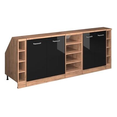 Vicco Meuble sous Pente R-Line, Noir Haute Brillance, 210cm Lot de 5 caissons 60 cm de Profondeur, Convient aux Murs inclinés et à Une Installation de Cuisine Variable - Publicité Vicco Meuble sous Pente R-Line, Noir Haute Brillance, 210cm Lot de 5 caissons 60 cm de Profondeur, Convient aux Murs inclinés et à Une Installation de Cuisine Variable - Publicité