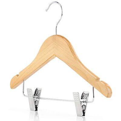 Hangerworld Lot de 12 Cintres en Bois à Pinces pour Enfant - Publicité Hangerworld Lot de 12 Cintres en Bois à Pinces pour Enfant - Publicité