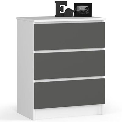 AKORD Commode à tiroirs Table de Nuit Armoire à comode Idéal pour Les Petits Objets Caisson à roulettes Panneau stratifié Durable Design élégant Garanti Blanc/Gris Graphite - Publicité AKORD Commode à tiroirs Table de Nuit Armoire à comode Idéal pour Les Petits Objets Caisson à roulettes Panneau stratifié Durable Design élégant Garanti Blanc/Gris Graphite - Publicité
