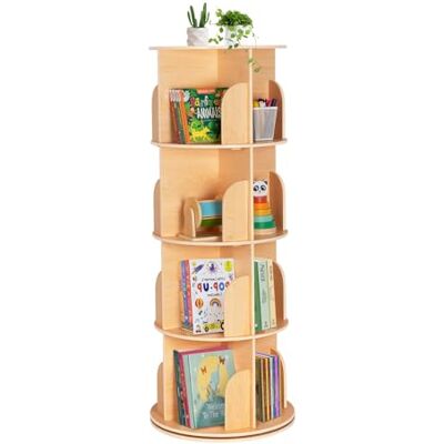 OOOK Bibliothèque rotative, Bibliotheque tournante 360° à 4 Niveaux, Rangement pivotant étroit pour Enfants et Adultes, Étagère à Livres en Bois pour bibliothèque, Salon, Chambre - Publicité OOOK Bibliothèque rotative, Bibliotheque tournante 360° à 4 Niveaux, Rangement pivotant étroit pour Enfants et Adultes, Étagère à Livres en Bois pour bibliothèque, Salon, Chambre - Publicité