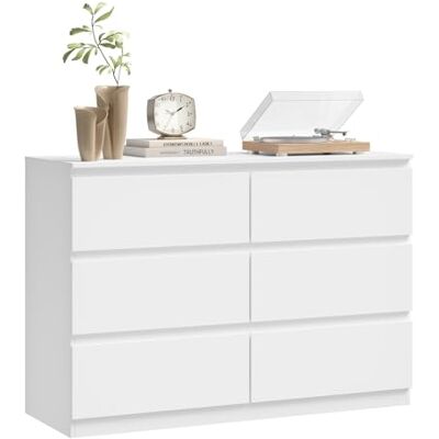 WOLTU Commode 6 Tiroirs, Meuble de Rangement Blanc, pour Salon, Chambre à Coucher ou Couloir, en Bois d'Ingénierie, Style Moderne, 100x36x69 cm - Publicité WOLTU Commode 6 Tiroirs, Meuble de Rangement Blanc, pour Salon, Chambre à Coucher ou Couloir, en Bois d'Ingénierie, Style Moderne, 100x36x69 cm - Publicité