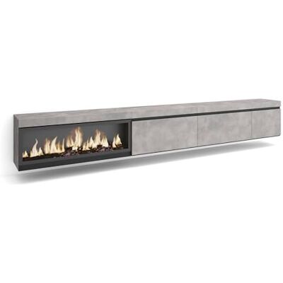 Skraut Home Meuble TV Banc Télé Grand Espace de Rangement 317x45x35 cm Cheminée électrique XXL Suspendu, Mural Style Moderne Ciment - Publicité Skraut Home Meuble TV Banc Télé Grand Espace de Rangement 317x45x35 cm Cheminée électrique XXL Suspendu, Mural Style Moderne Ciment - Publicité