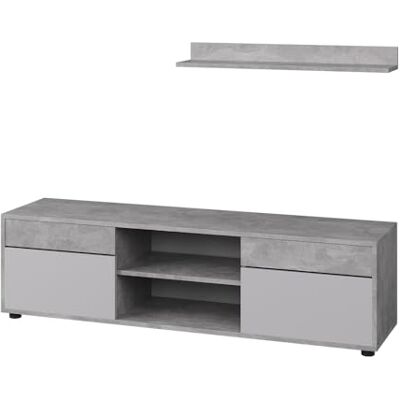 Vicco Meuble-paroi Berno, Béton/Blanc, 2 Parties, pour Le Rangement des Accessoires multimédias et la présentation de décorations - Publicité Vicco Meuble-paroi Berno, Béton/Blanc, 2 Parties, pour Le Rangement des Accessoires multimédias et la présentation de décorations - Publicité