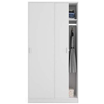 Pegane - Armoire - Blanc - 100x200x50 - Garde-robe - Publicité Pegane - Armoire - Blanc - 100x200x50 - Garde-robe - Publicité