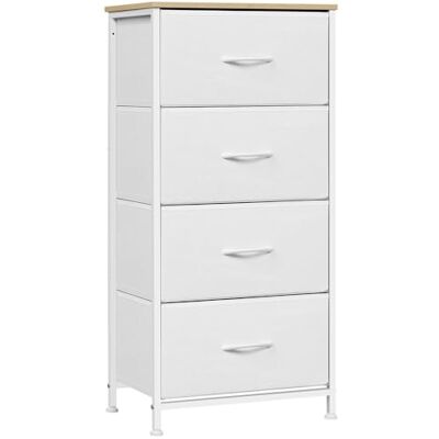 WOLTU Commode 4 Tiroirs, Meuble de Rangement à Tiroirs en Tissu, pour Chambre à Coucher, Couloir, Entrée, Salon, Cadre en Métal, Dessus en Bois d'Ingénierie E1,Blanc, SSK011ws - Publicité WOLTU Commode 4 Tiroirs, Meuble de Rangement à Tiroirs en Tissu, pour Chambre à Coucher, Couloir, Entrée, Salon, Cadre en Métal, Dessus en Bois d'Ingénierie E1,Blanc, SSK011ws - Publicité