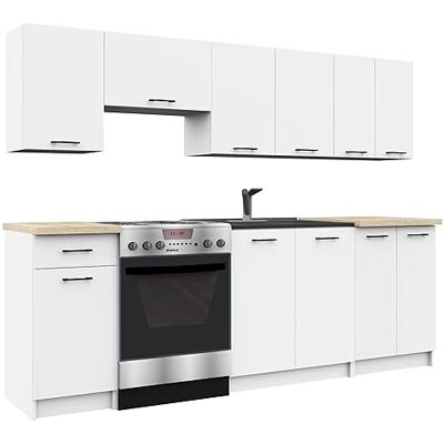 AKORD Ensemble de Meubles de Cuisine 2.4m Meuble de Cuisine Bas Complete Meuble Four Encastrable Armoire au Sol et Suspendue Armoire sous Plan Blanc - Publicité AKORD Ensemble de Meubles de Cuisine 2.4m Meuble de Cuisine Bas Complete Meuble Four Encastrable Armoire au Sol et Suspendue Armoire sous Plan Blanc - Publicité