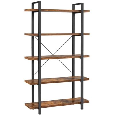 Helloshop26 Bibliothèque étagère de Rangement Style Industriel 5 Niveaux Montage Facile pour Salon Chambre Bureau Vintage 105 x 33,5 x 177,5 cm Marron 12_0004263 - Publicité Helloshop26 Bibliothèque étagère de Rangement Style Industriel 5 Niveaux Montage Facile pour Salon Chambre Bureau Vintage 105 x 33,5 x 177,5 cm Marron 12_0004263 - Publicité