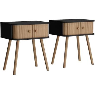 Vicco Table de Chevet Germo, Anthracite/Bambou, Lot de 2, Convient comme Table de Chevet ou Table d’appoint - Publicité Vicco Table de Chevet Germo, Anthracite/Bambou, Lot de 2, Convient comme Table de Chevet ou Table d’appoint - Publicité
